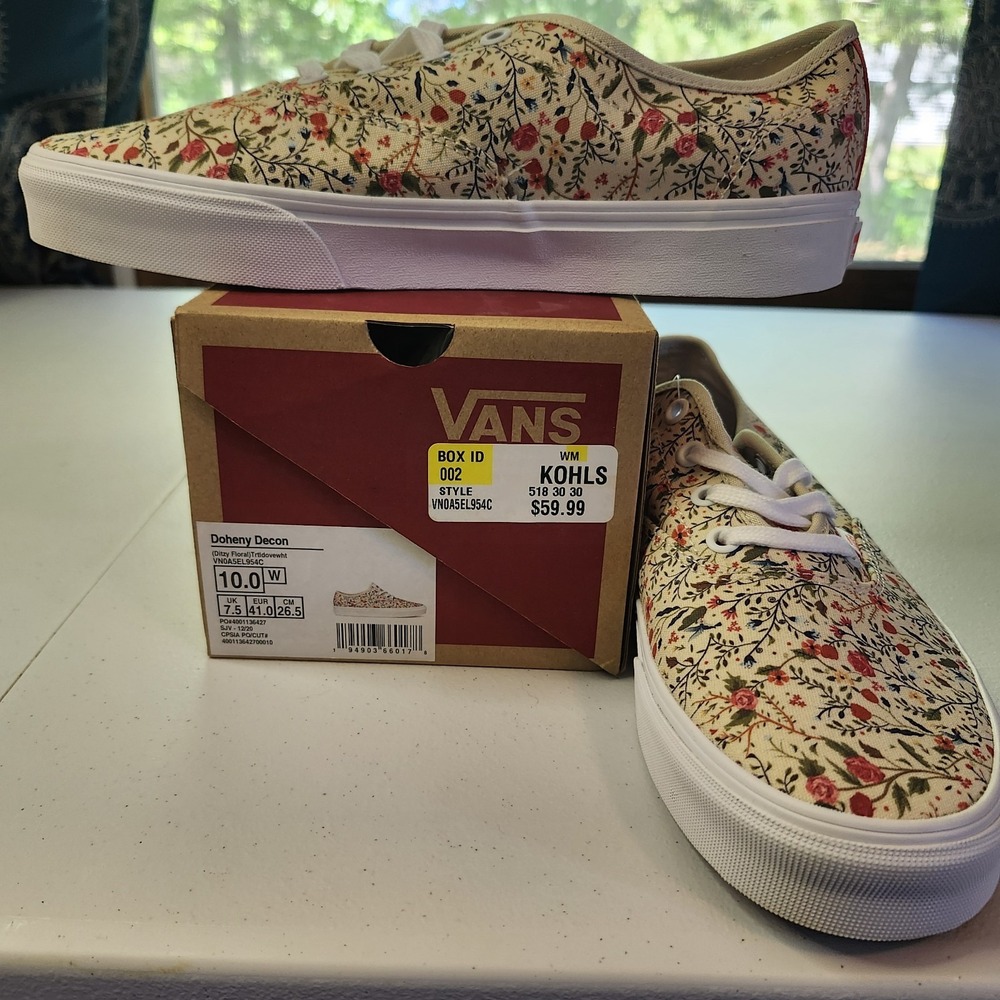 Vans Doheny Decon Ditzy Floral Canvas Sneakers Women's Size 10 Cottagecore...